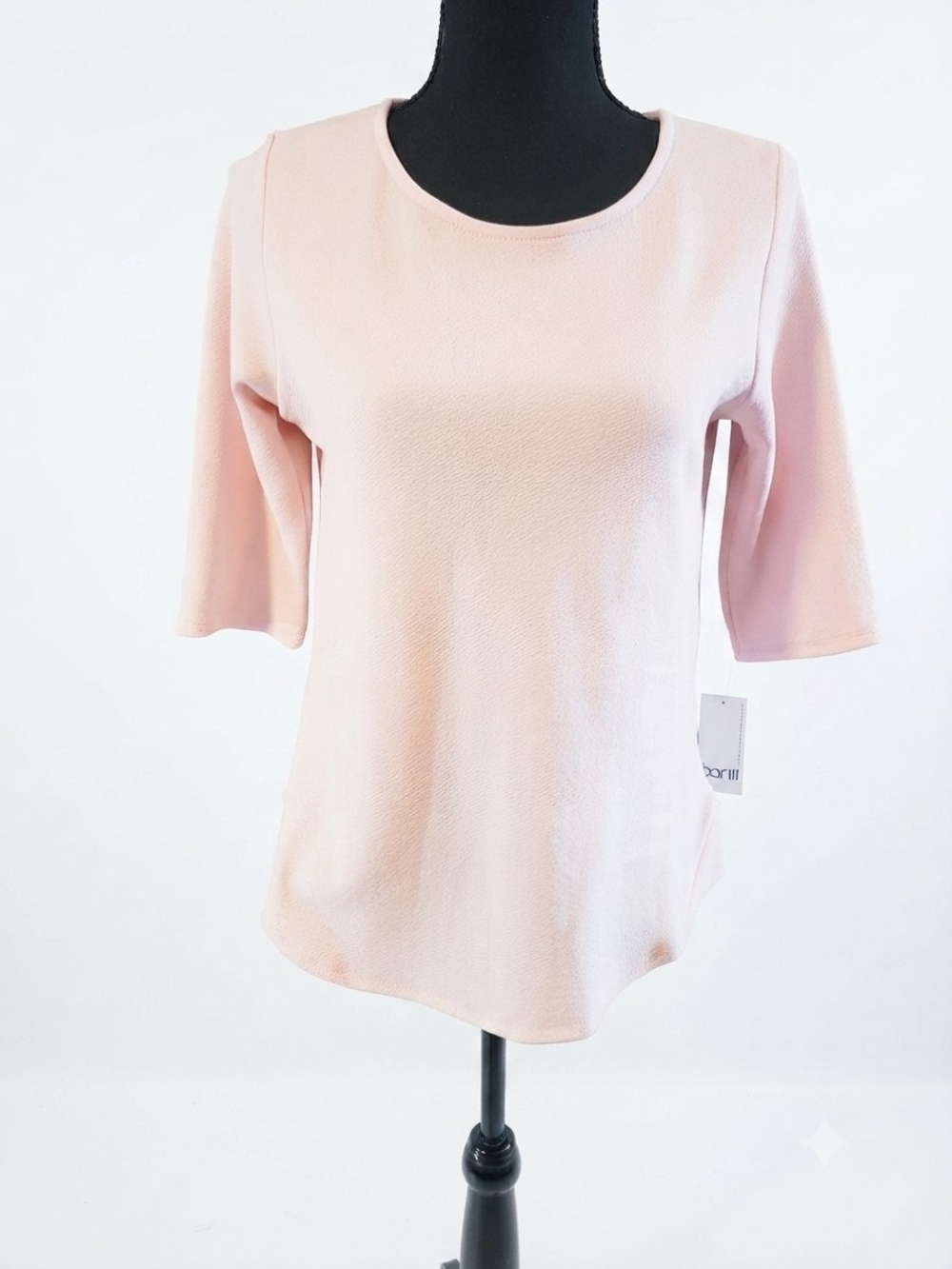 Bar III Light Pink Short-Sleeve Crewneck Top